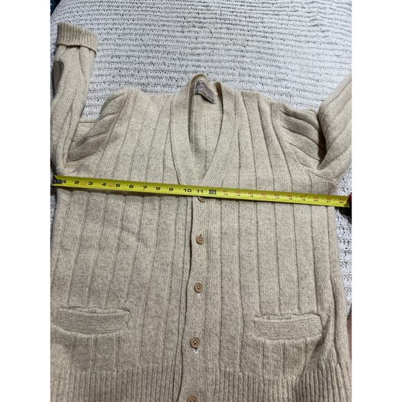VTG London Fog Outdoors Unlimited Cardigan Sweater Grandpa Wool Mens Large Beige - Picture 4 of 8